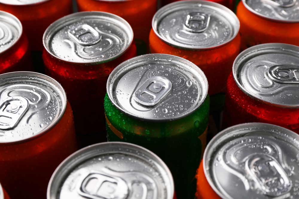 Energy,Drink,In,Wet,Cans,,Closeup.,Functional,Beverage